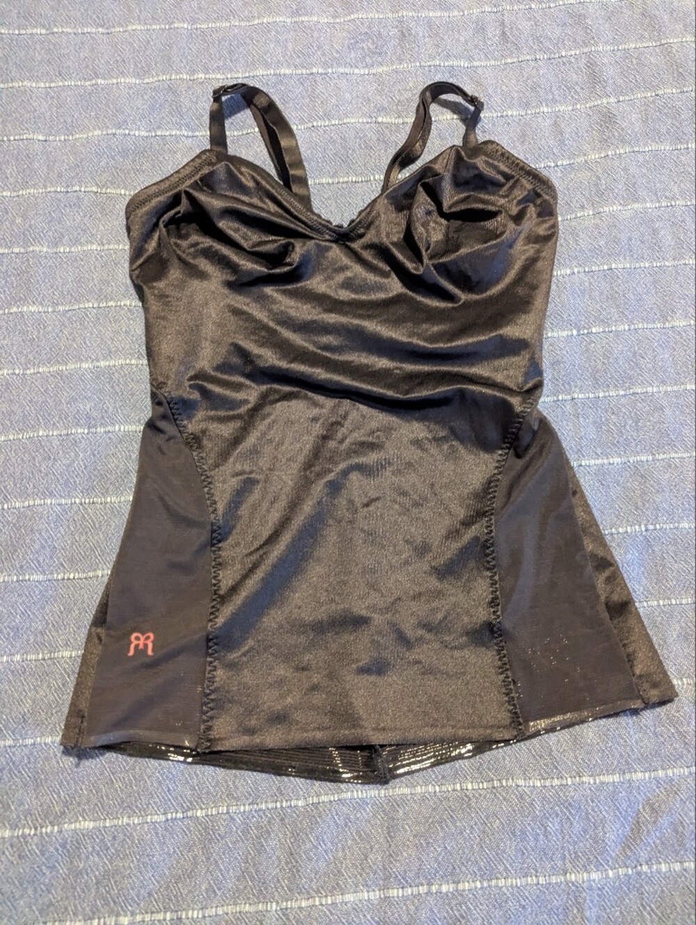Ruby Ribbon Black Shiny Bodysuit with Red Label, 36